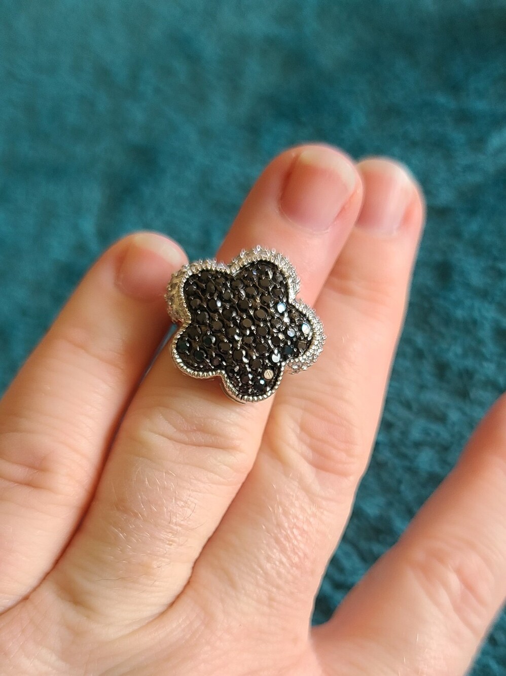 Black Onyx And White Topaz Statement Ring